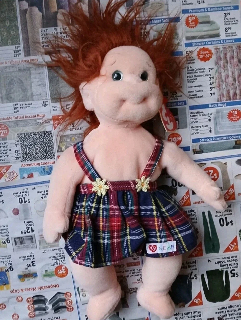 Plush Doll in Red Plaid Dress - Kids Toy